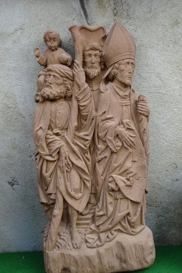 W 03 Wandbild 3 Heilige zu Wasser Christopherus, Nepomuk, Nikolaus